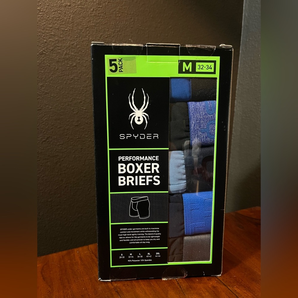 SPYDER PERFORMANCE BOXER BRIEFS 5 Pack Stretch Mesh Pouch $45 New